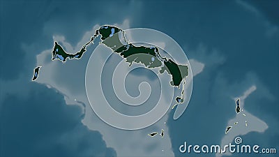 Turks and Caicos Islands outlined. Physical Stock Photo