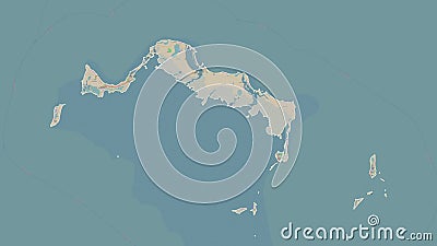 Turks and Caicos Islands outlined. Topo French Stock Photo