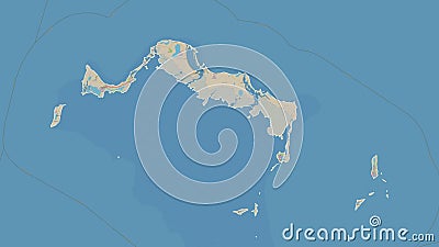 Turks and Caicos Islands outlined. Topo German Stock Photo