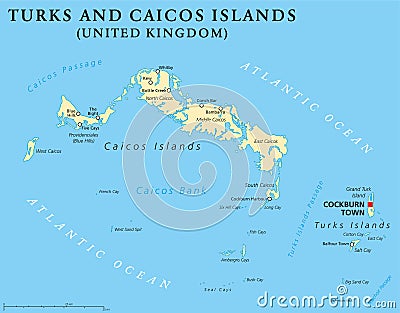 Turks and Caicos Islands Political Map Vector Illustration