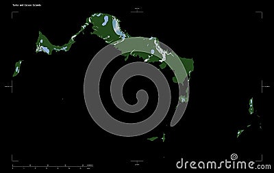 Turks and Caicos Islands shape on black. Pale Stock Photo