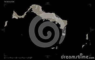 Turks and Caicos Islands shape on black. Sepia Stock Photo