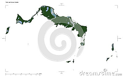 Turks and Caicos Islands shape on white. Pale Stock Photo
