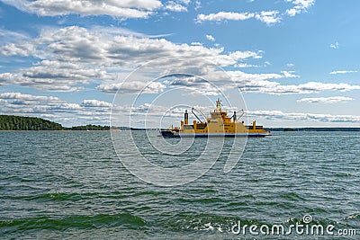 The ro-ro ferry L/A Sterna is one of the two ferries operating between Parainen and Nauvo, along with Elta. Turku Archipelago, Editorial Stock Photo