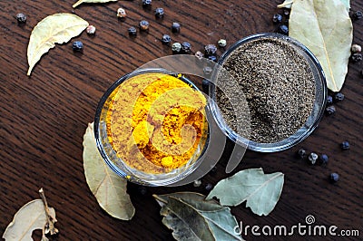 Turmeric and black pepper Stock Photo