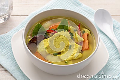 Turmeric chicken soup, the hot and sour soup from the south of Thailand Stock Photo