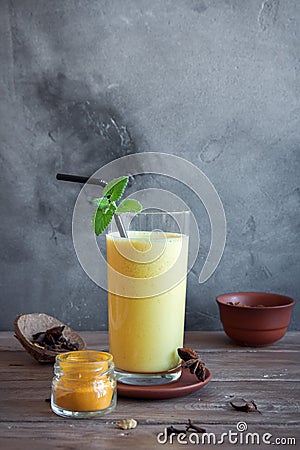 Turmeric Lassi Drink Stock Photo