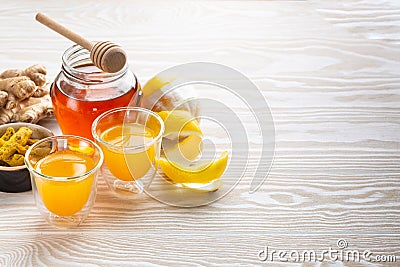 Turmeric lemon honey beverage Stock Photo