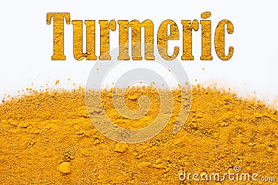 turmeric powder and roots Stock Photo