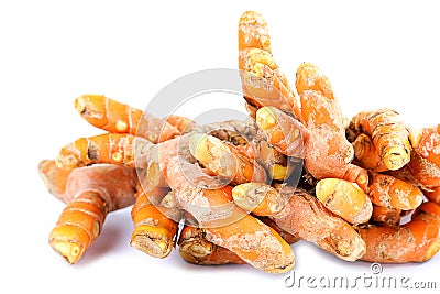 Turmeric roots and powder herb Stock Photo