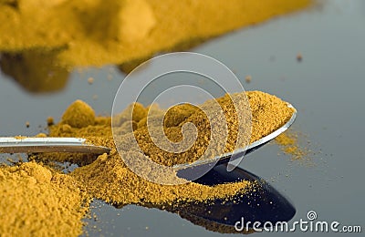 Turmeric on spoon Stock Photo