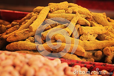 turmeric sticks, dey turmeric, india Spice spicy food indian Stock Photo