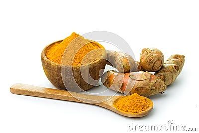 Turmeric and turmeric powder Stock Photo