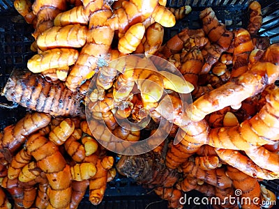 Turmeric is very refreshing to be marketed in the market Stock Photo