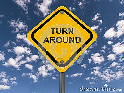 Turn around sign Stock Photo