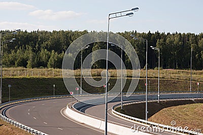 Turn of the highway. Stock Photo