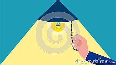 Turn on the lamp by turning on the light switch. vector illustration eps Vector Illustration