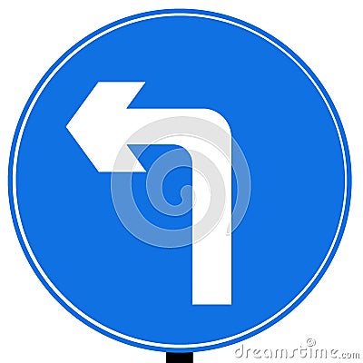 Turn left ahead traffic sign Stock Photo