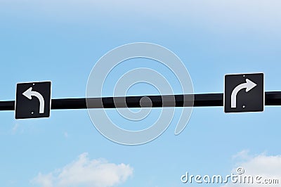 Turn left and right traffic sign Stock Photo