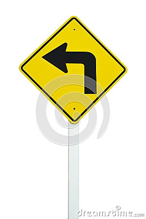 Turn left traffic sign isolated Stock Photo