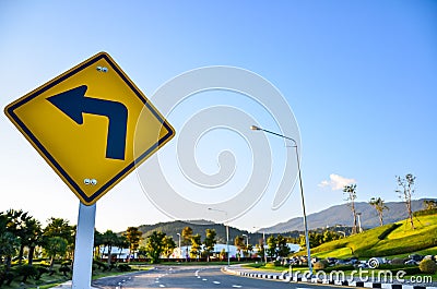 Turn left traffic sign Stock Photo