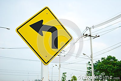 Turn left traffic sign symbol Stock Photo