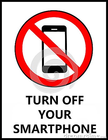 Turn off your smartphone. Prohibition sign. Stock Photo