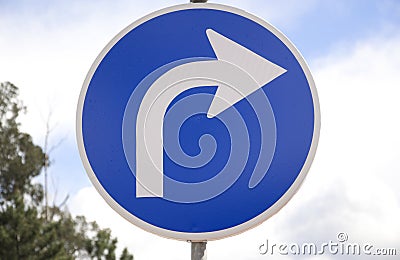 Turn right road sign Stock Photo