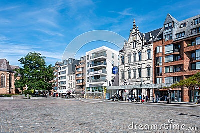 Turnhout, Antwerp Province, Belgium - Old town square with historical buildings Editorial Stock Photo