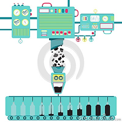 Turning coal into oil Vector Illustration