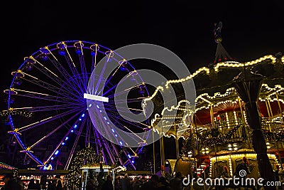 Turning Ferris wheel on achristmas market, Maastricht, the Nethe Stock Photo
