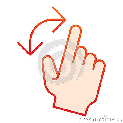 Turning gesture flat icon. Turn from left to right vector illustration isolated on white. Swipe gradient style design Vector Illustration