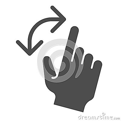Turning gesture solid icon. Turn from left to right vector illustration isolated on white. Swipe glyph style design Vector Illustration