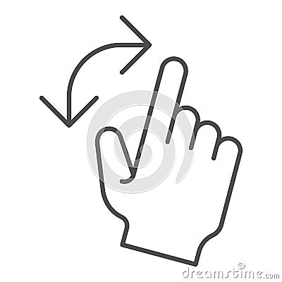 Turning gesture thin line icon. Turn from left to right vector illustration isolated on white. Swipe outline style Vector Illustration