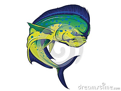 Turning Mahi Mahi Fish Vector Illustration