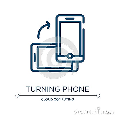 Turning phone icon. Linear vector illustration from material devices collection. Outline turning phone icon vector. Thin line Vector Illustration
