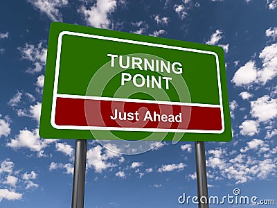 Turning point traffic sign Stock Photo