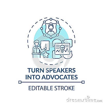 Turning speakers into advocates concept icon Vector Illustration