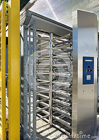 Turnstile entrance to a italy stadium Stock Photo