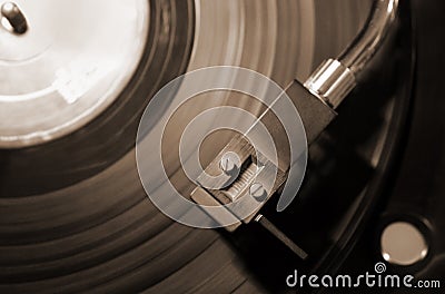 High fidelity turntable play vinyl record Stock Photo