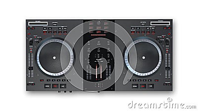 Turntables, electronic audio equipment isolated on white background, top view Stock Photo