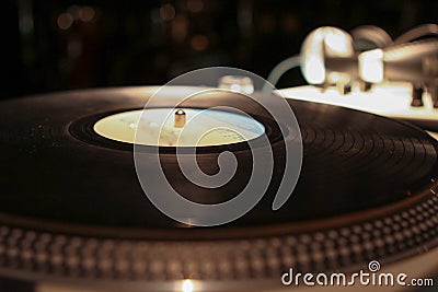 Turntables sound mixer and earphones Stock Photo