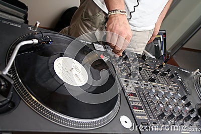 Turntables and spining record 2 Stock Photo