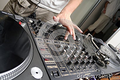 Turntables and spining record 4 Stock Photo