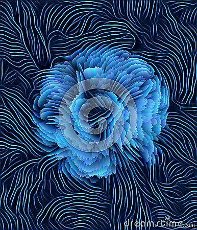 exploding 3D view in turquoÄ±se blue curved contour lines and patterns Stock Photo