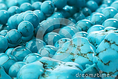 turquoise beads and stones close-up Stock Photo