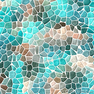 Turquoise blue beige irregular mosaic pattern texture Stock Photo