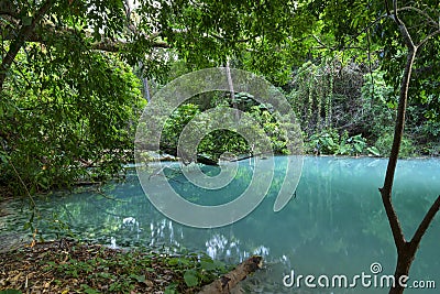 Turquoise blue water in Chiapas, Mexico jungle Stock Photo