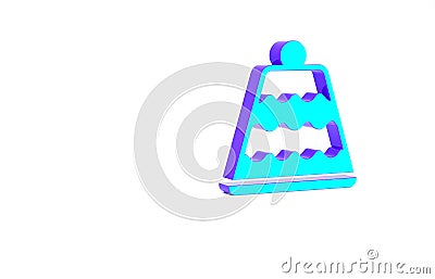 Turquoise Cake icon isolated on white background. Happy Birthday. Minimalism concept. 3d illustration 3D render Cartoon Illustration