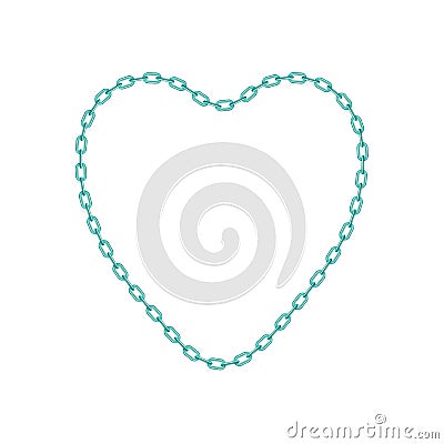 Turquoise chain in shape of heart Vector Illustration